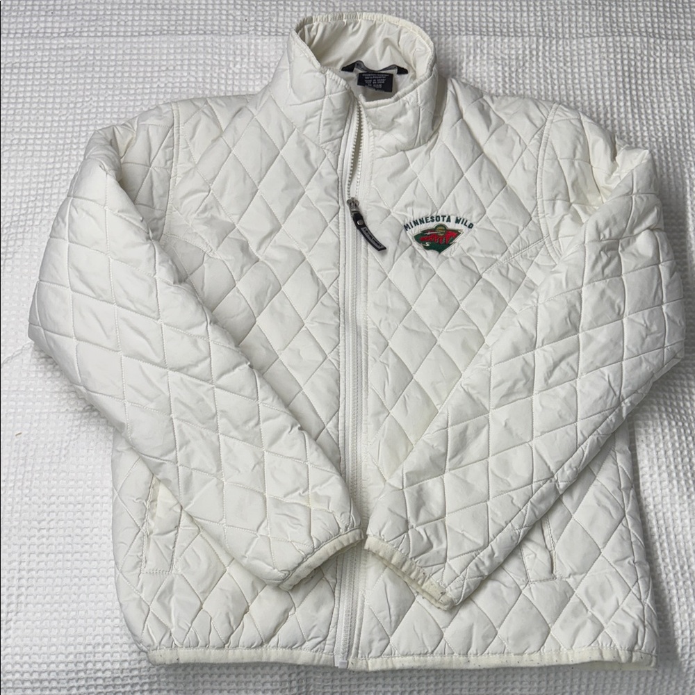 NHL - Minnesota Wild Hockey - White Quilted Jacket with Logo - Medium